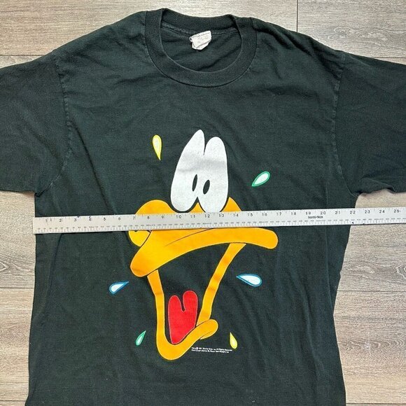 Vintage 1991 Daffy Duck Face Novel Teez Shirt Single Stitch L Looney Tunes 90s - Picture 6 of 7